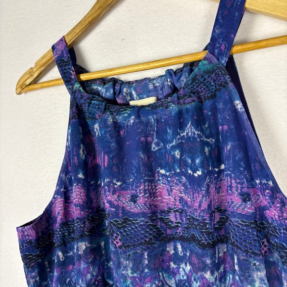 Chico's Blue Purple Watercolor High Low Halter Maxi Dress - Picture 8 of 10